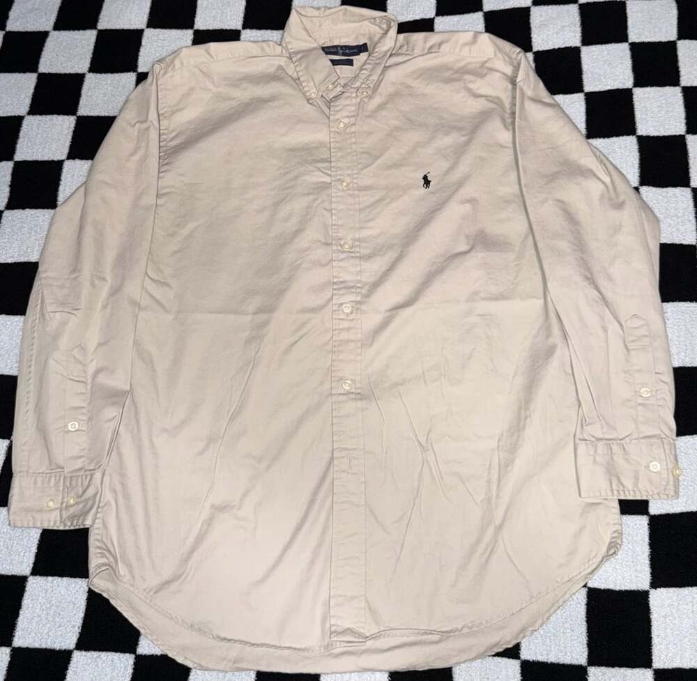 Polo Ralph Lauren Blake Button-Down Long Sleeve Shirt Beige Men's Size L